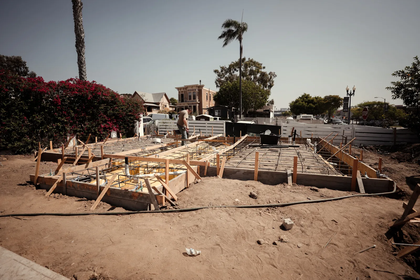 Downtown duplex ADU — foundation and framing