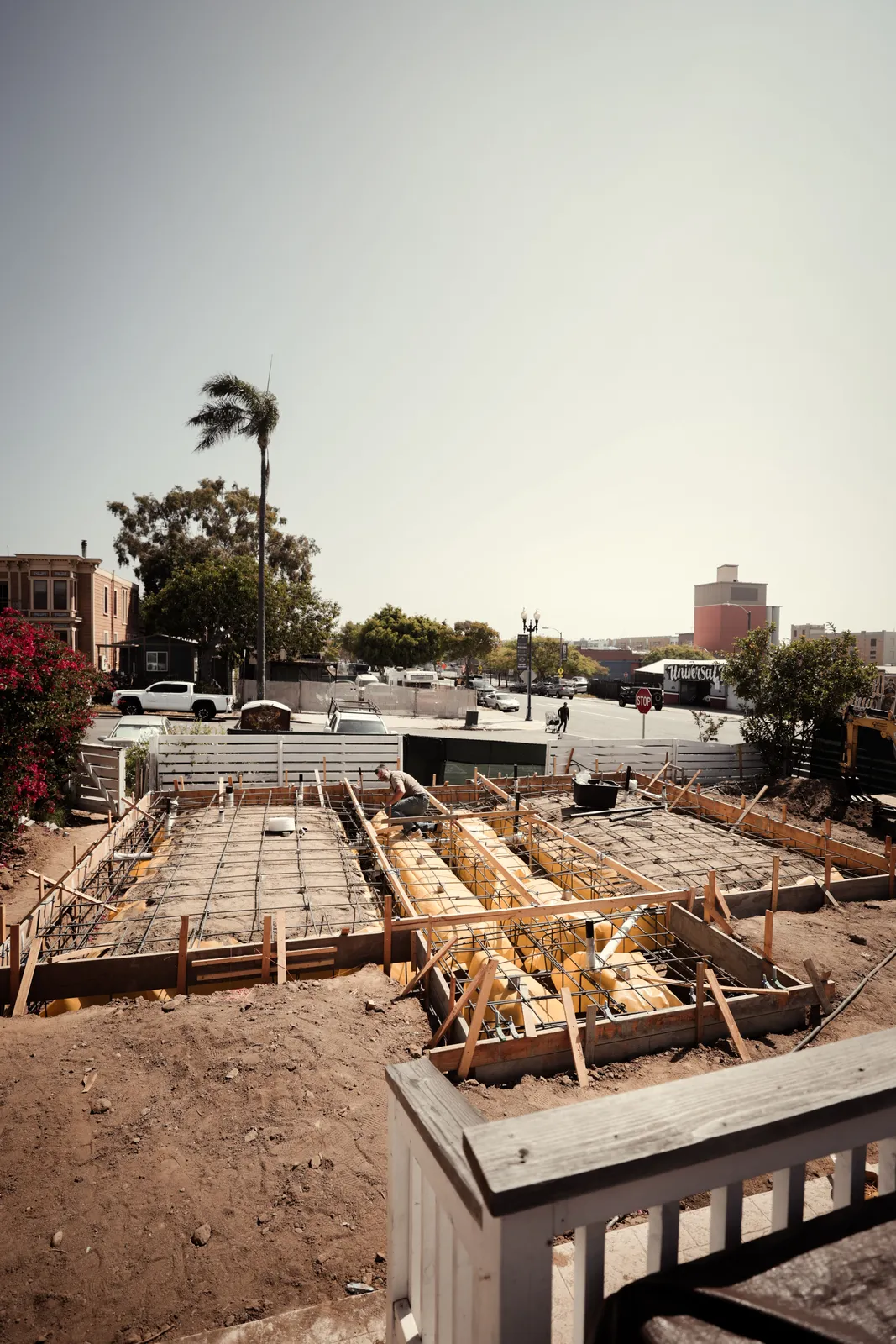 Downtown duplex ADU — framing over the pad