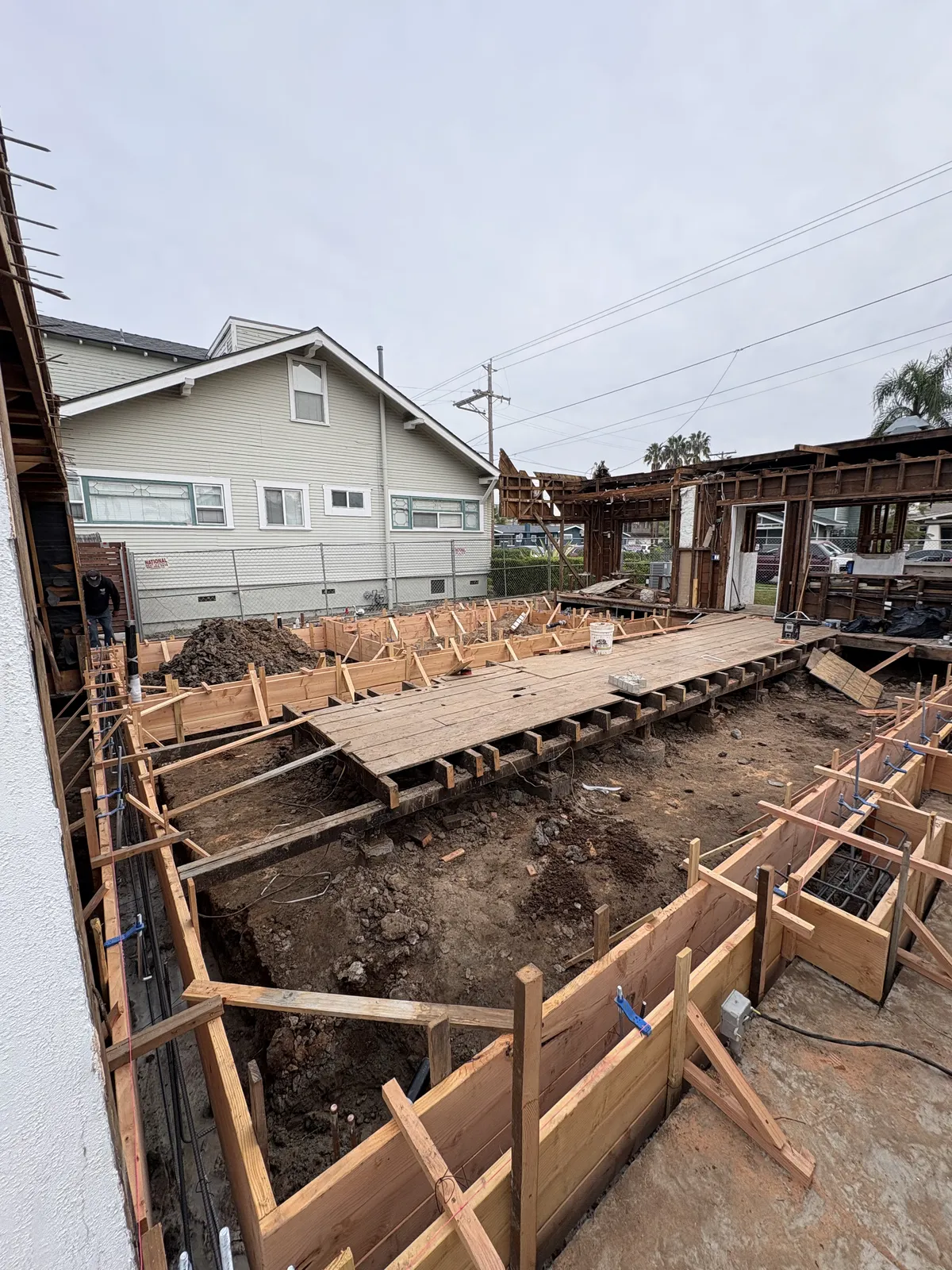 Foundation forms laid out on a San Diego lot