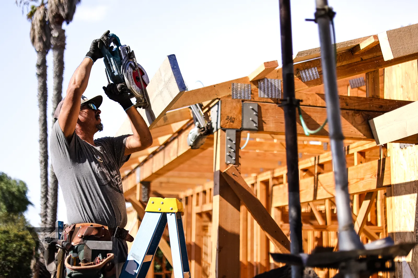 Nailing off new framing