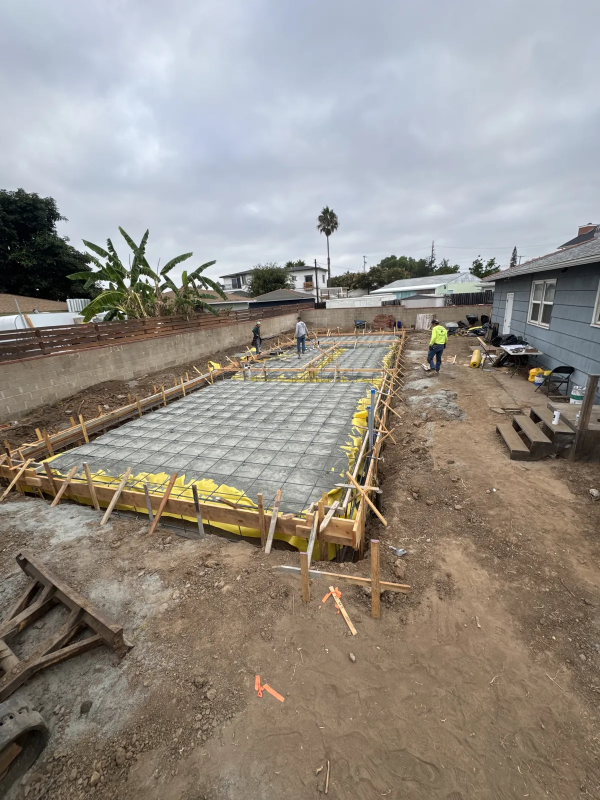 Slab prepared and formed ahead of the pour