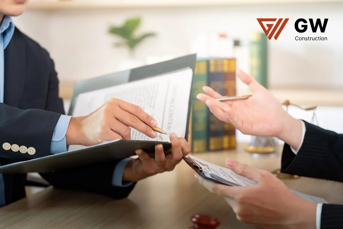 Contractor preparing repair paperwork for a balcony project